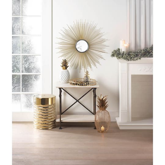 13.5" Gold Topped Porcelain Pineapple Jar